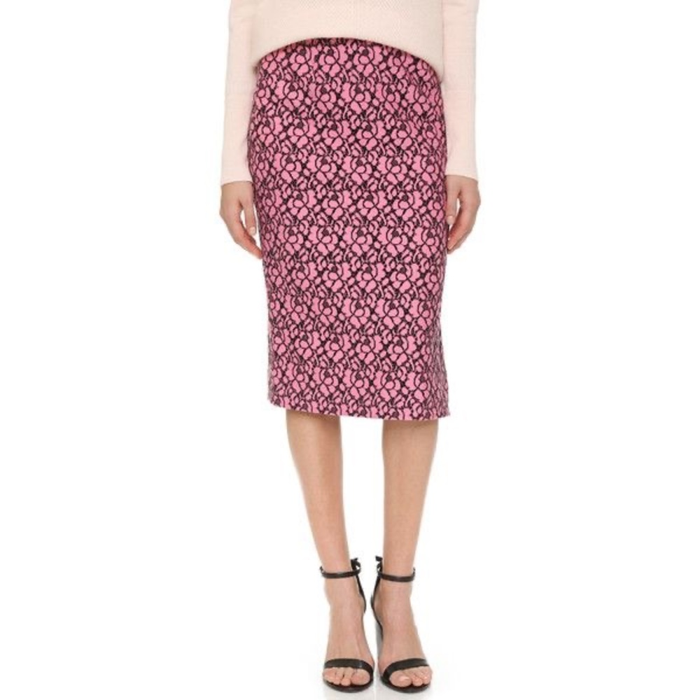 10 Crosby Derek Lam Floral lace midi skirt pink black size 6